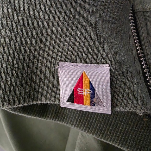 Sunshine Park Olive Green Star Sweatshirt Medium Side Zip Pullover Casual Street - Picture 8 of 11